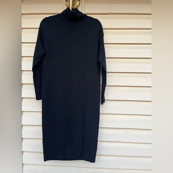 Wilfred oversized Black Turtleneck Sweater midi dress, long sleeves,side slit, S - Picture 1 of 8
